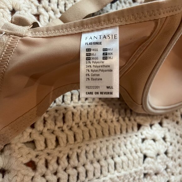 Fantasie Smoothing T-Shirt Bra FL4510 Nude Size US 36 J NWT - Picture 7 of 8